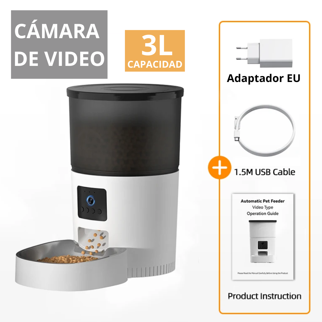 Comedero para Gatos Automático con Cámara de Video - Rojeco