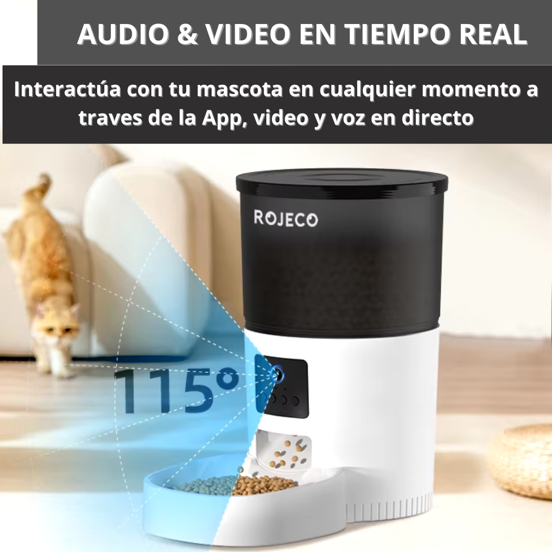 Comedero para Gatos Automático con Cámara de Video - Rojeco