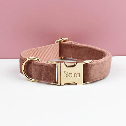 Velvet Collar Free Engrave Dog Collar Leash for Medium Big Pet Necklace Dog Accessories Dog Collars